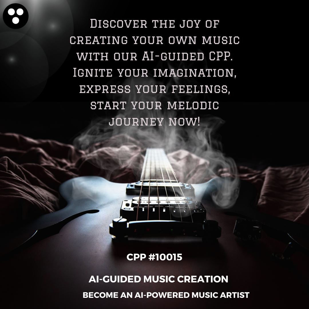 A majestic guitar inviting artists to an AI-guided music creation experience.