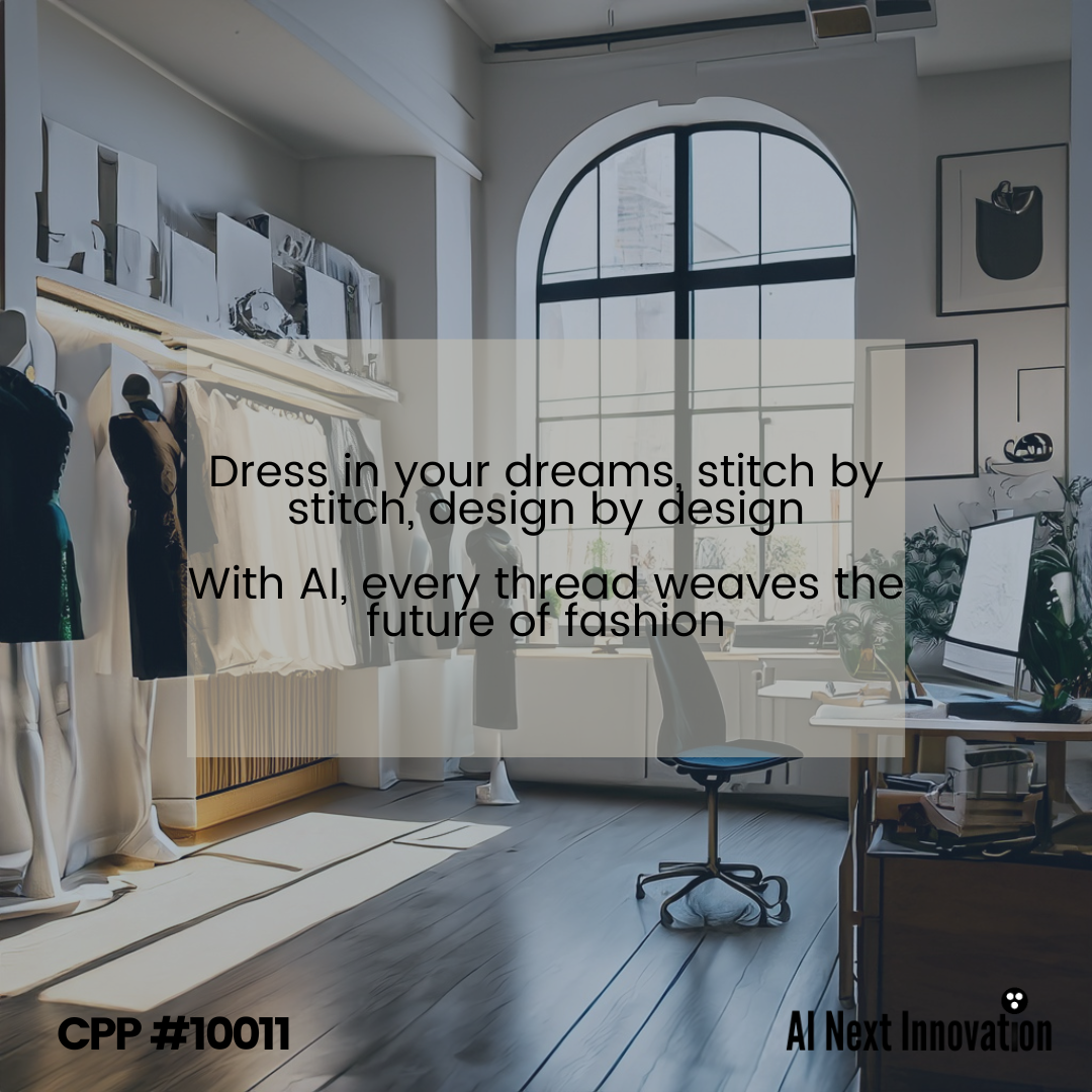 Elegant fashion design studio, where traditional crafting meets AI innovation.