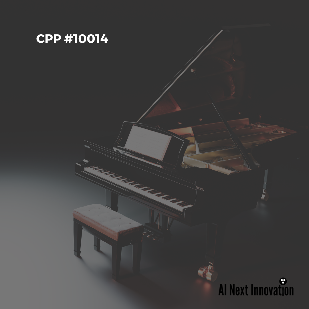 A piano marked with CPP #10014, the key to AI-powered music creation.